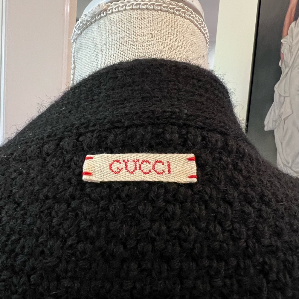 S MFSP$1900 GUCCI Unisex Chunky Cable Knit REMOVABLE SLEEVES Wool SWEATER - Picture 8 of 12